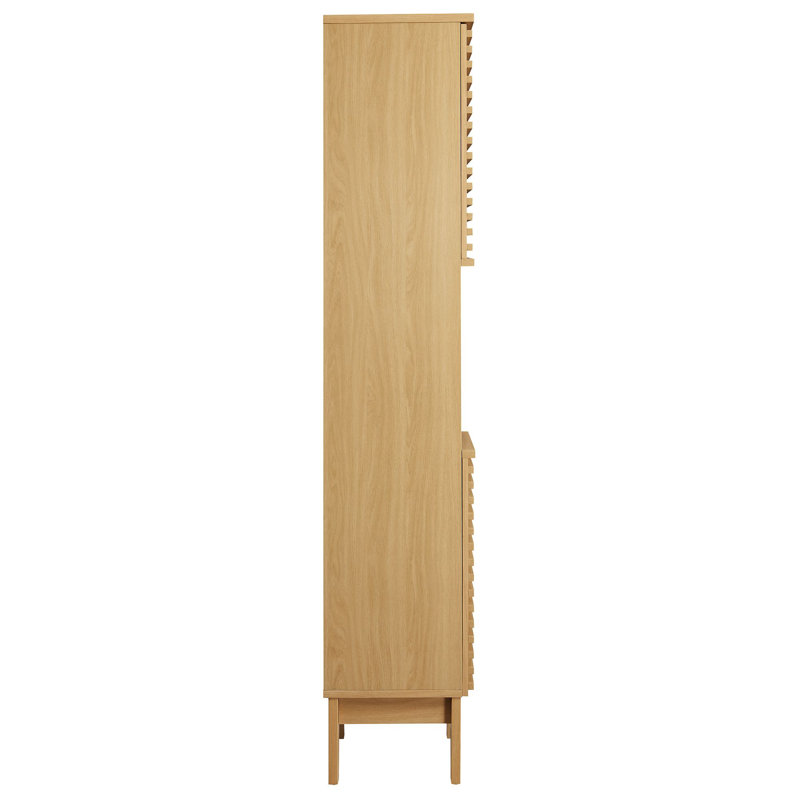 Tall Oak Bathroom Storage Cabinet with Adjustable Shelving