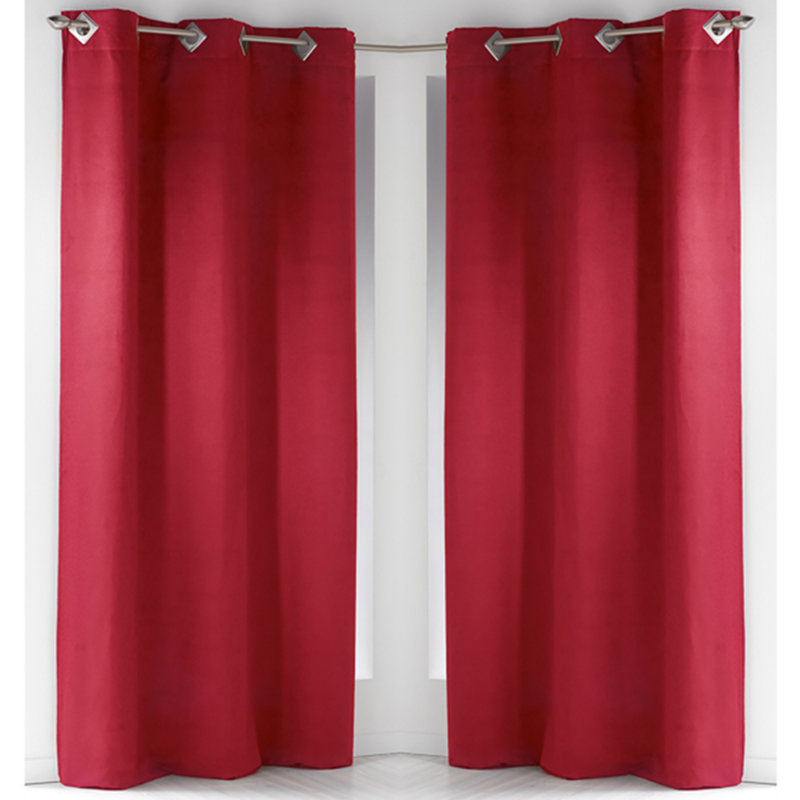 Paire de rideaux obscurcissant avec œillets Suedine, Rouge