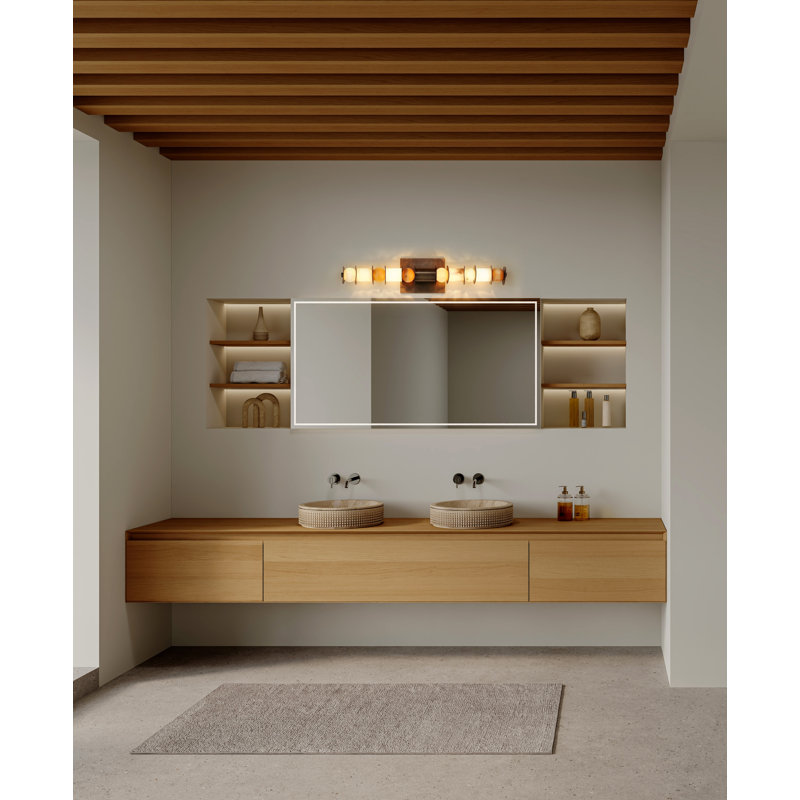 Nebula - meuble-lavabo à DEL 32 pouces - 12 watts - 2700K / 3000K / 3500K CCT - finition bronze fumé - pierre d'albâtre