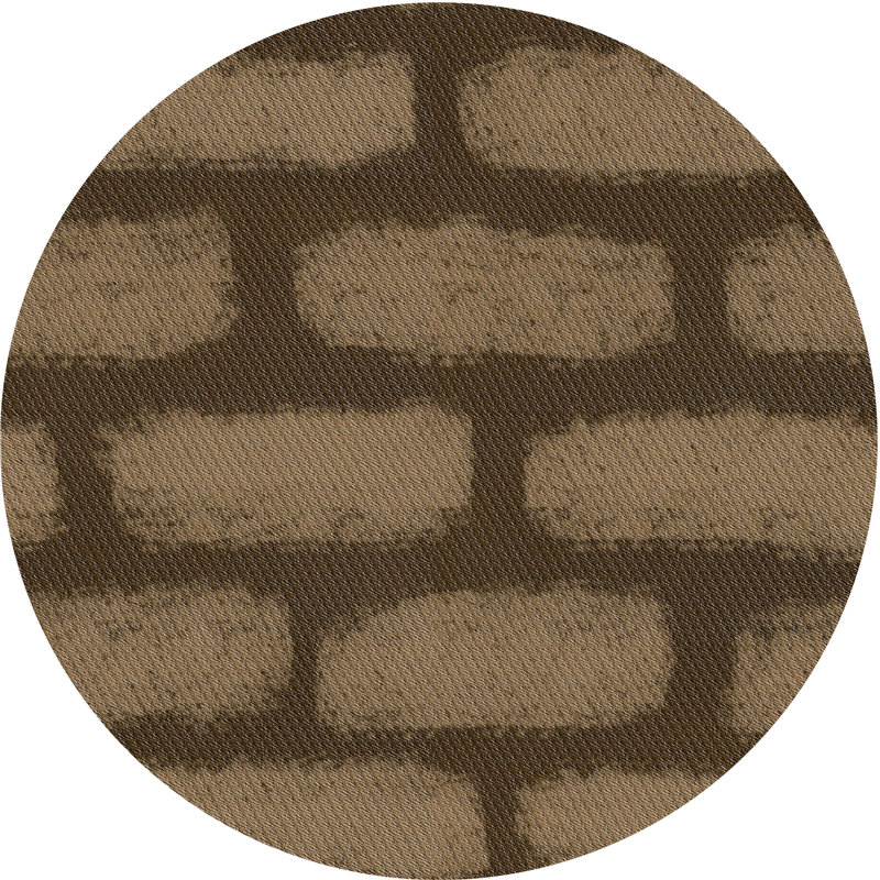 Tapis abstrait vert foncé / brun, Rond 8 pi