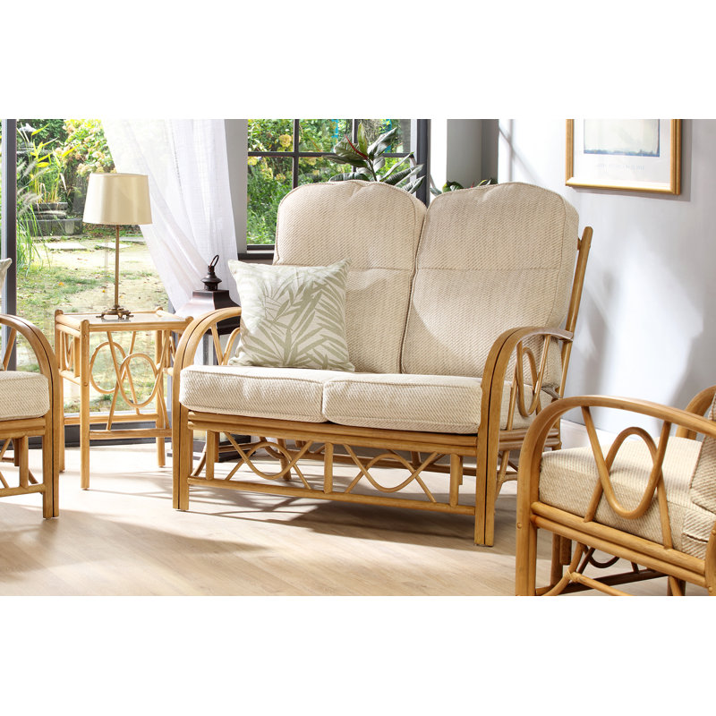 Nadeen 2 Seater Sofa, Cream, Chenille, Light Oak