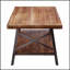 Table basse avec rangement en chêne patiné et noir sablé avec compartiment ouvert et tablette inférieure pour la vie moderne