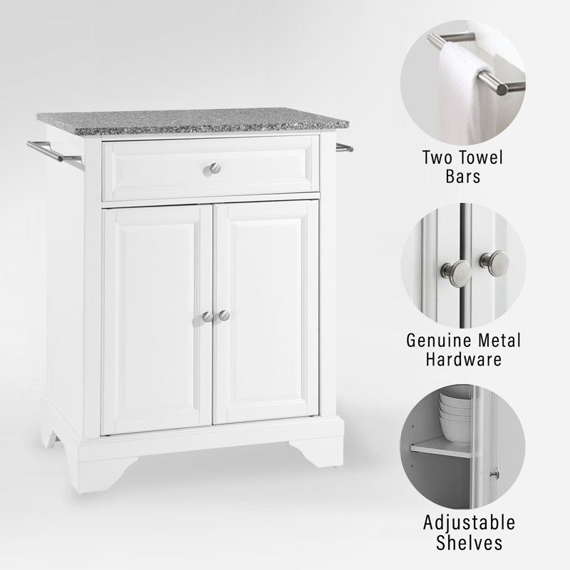 Hedon Granite Top Kitchen Cart, White