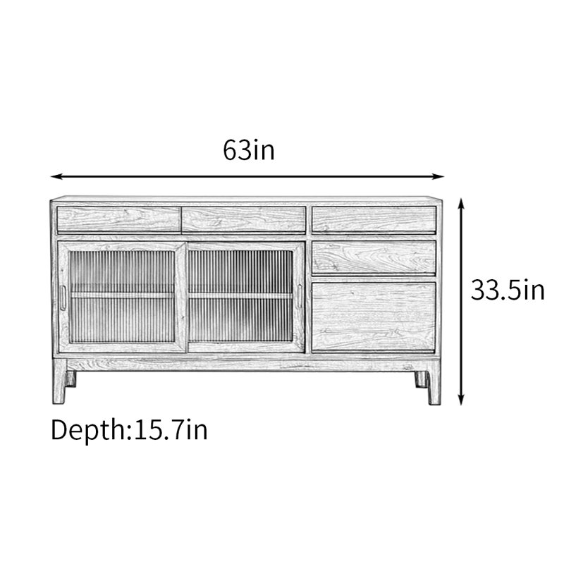 Buffet multifonctionnel à grande capacité, H 33,5 po x l 63 po x P 15,7 po