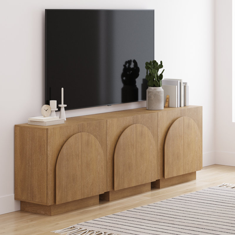 Eastampton Solid Wood TV Stand 2 - Door Accent Cabinet (3-Piece Set), Light Brown