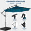 Parasol en porte-à-faux de 120 po, parasol de patio suspendu décalé de 10 pi avec 32 lumières DEL et inclinaison facile, abat-jour de parasol extérieur commercial pour la cour, la piscine, la plage et le jardin-2019512940