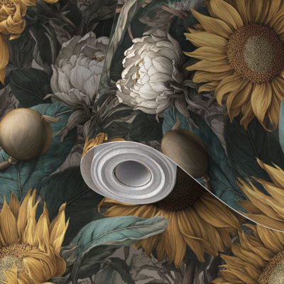 Papier peint à peler et coller avec papier à motif de grain de bois vieilli tournesol rétro sans soudure, auto-adhésif et amovible 17,7 po x 118 po (45 x 300 cm)