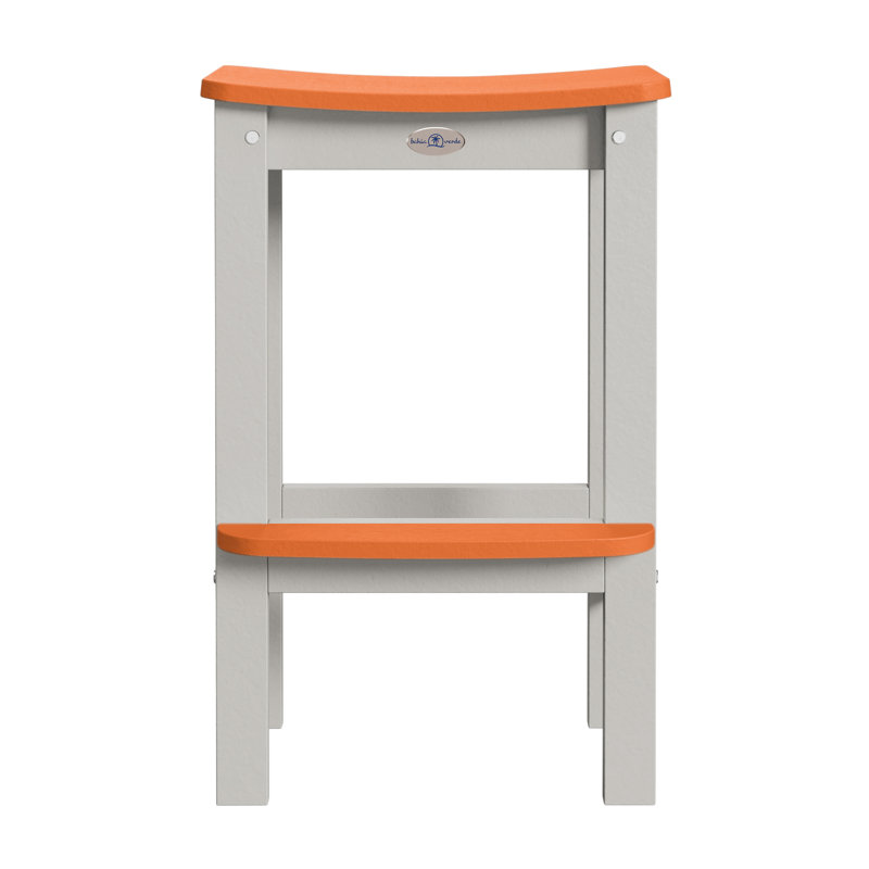Tabouret de bar sans dossier Shoreline, Gris anse / orange agrume