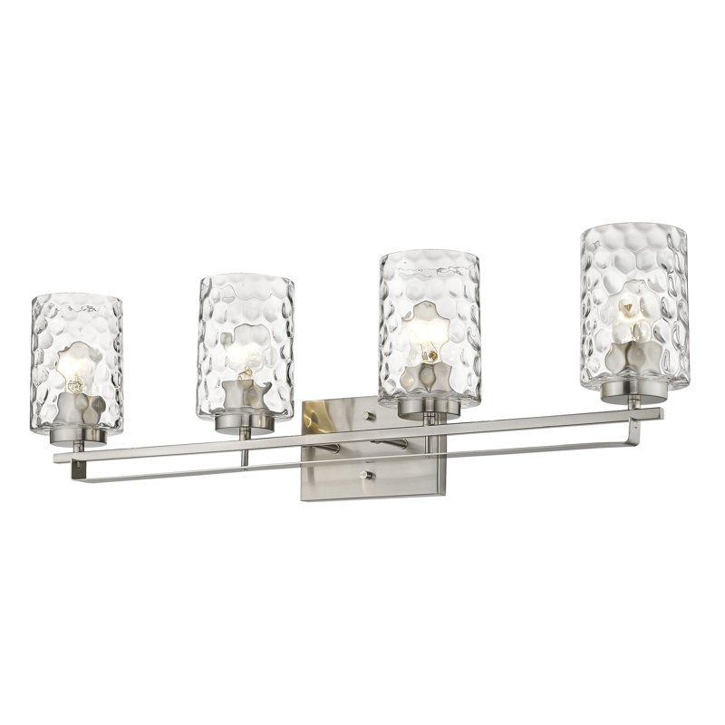 Éclairage pour salle de bain 4 lumières à intensité variable Livvy, Nickel satiné