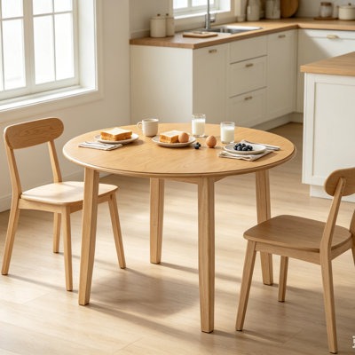 Table de salle à manger extensible ronde, table de cuisine pliante en bois pour 2 à 4 personnes, table de salle à manger de taille réglable peu encombrante pour petit coin repas, naturel