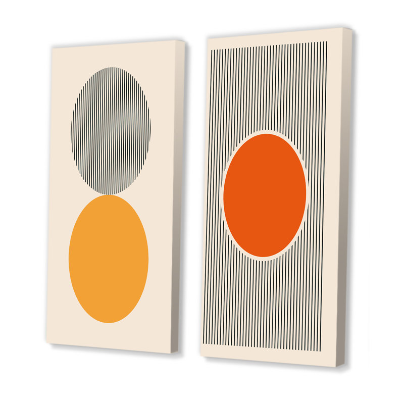 Minimal Late 20S Geometric Primitive Design IV - Ensemble de 2 peintures, Toile tendue, H 20 po x l 24 po x P 1 po
