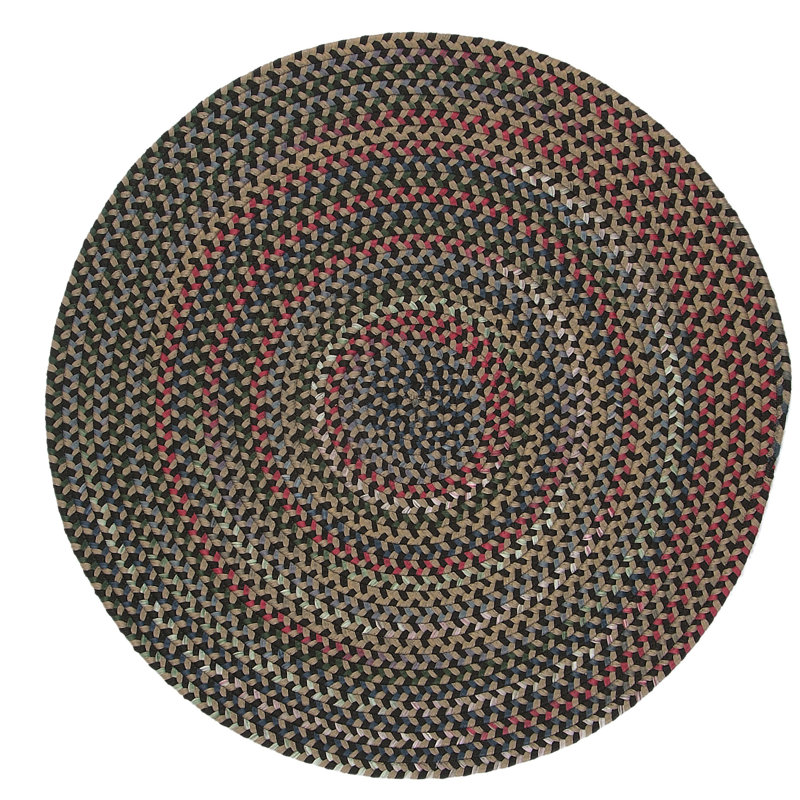 Tapis décoratif vert tressé/brun/rouge doliya, Rond 3 pi