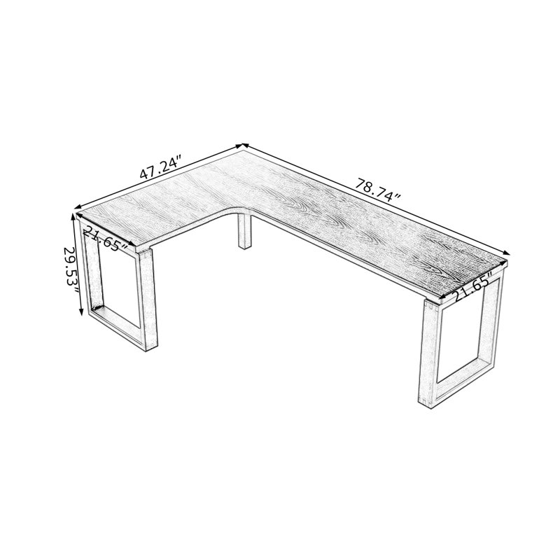 + Black L-Shaped Solid Wood desk, 29.53" H x 78.74" W x 47.24" D, Left Hand Return