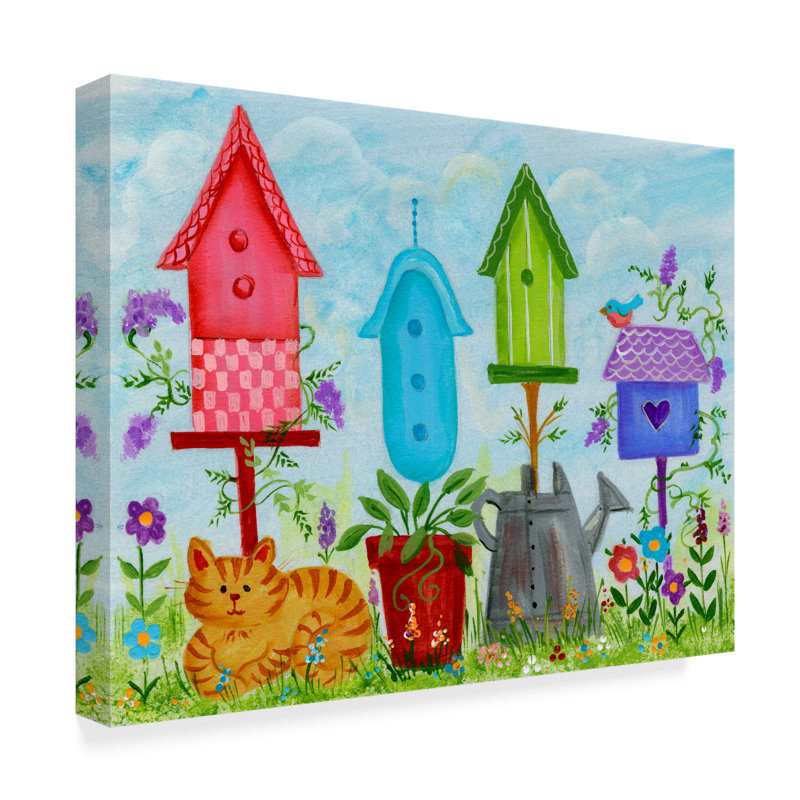 «Birdhouse in Garden», art sur toile, H 18 po x l 24 po x P 2 po