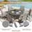 Aluminum Patio Dining Set with 53" Aluminum Round Dining Table and 6 PVC-coated polyester Swivel Dining Chairs-1037996307