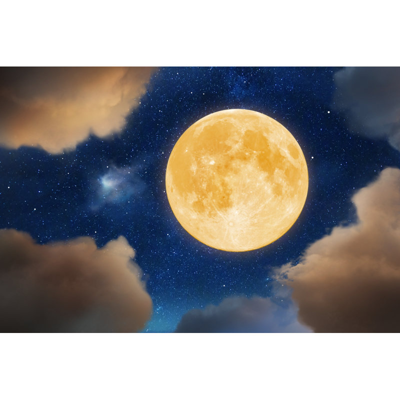 Yellow Moon by Draganab - Wrapped Canvas Print, 81cm H x 122cm W x 3.8cm D