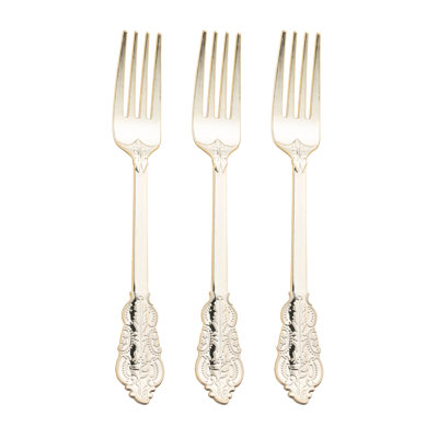 Fourchettes en plastique doré brillant baroque