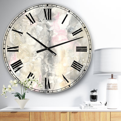 Modern Farmhouse Large Wall Clock - Watercolor Snowflakes II