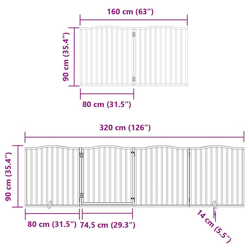 Deance Solid Wood Dog House Door, 90cm H x 480cm W x 2cm D, Beige