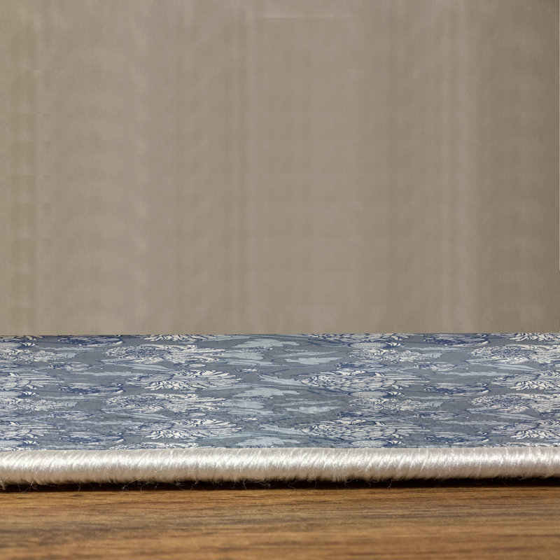 Tapis bleu gris / bleu ardoise, Rectangle 6 pi 8 po x 12 pi 6 po