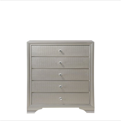 Ensemble de meubles de chambre à coucher en bois à motif de crocodile en relief à 5 tiroirs 1 pièce