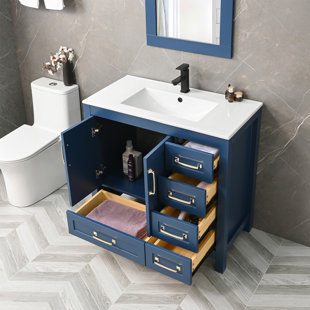 Lark Manor Reviews & Mirror, Wimer Single Vanity Water Ceramic with | Top, Sink Bathroom Wayfair Faucet Set 36\