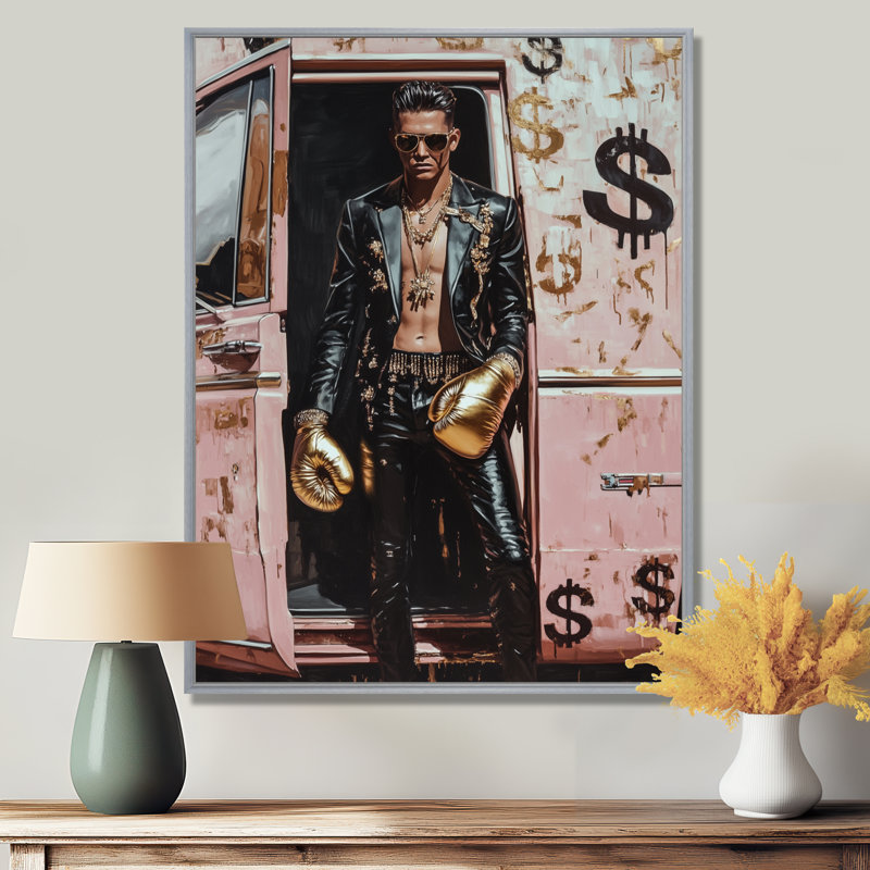 «G Series Gangster Man - Man Wall Art Living Room», White Picture Framed, H 32 po x l 16 po
