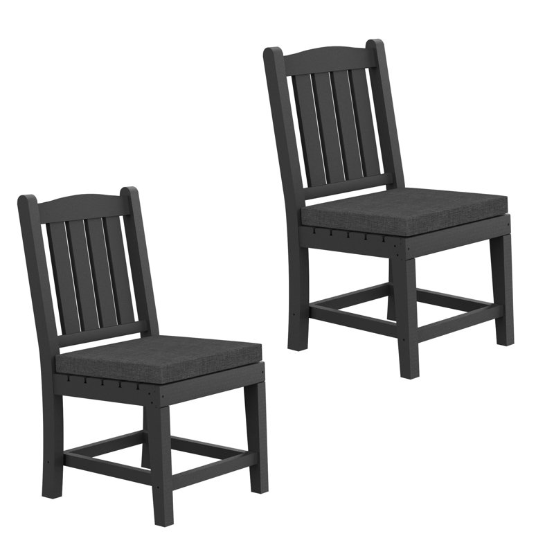 Chaise d'appoint de patio avec coussin, Structure noire / coussin noir