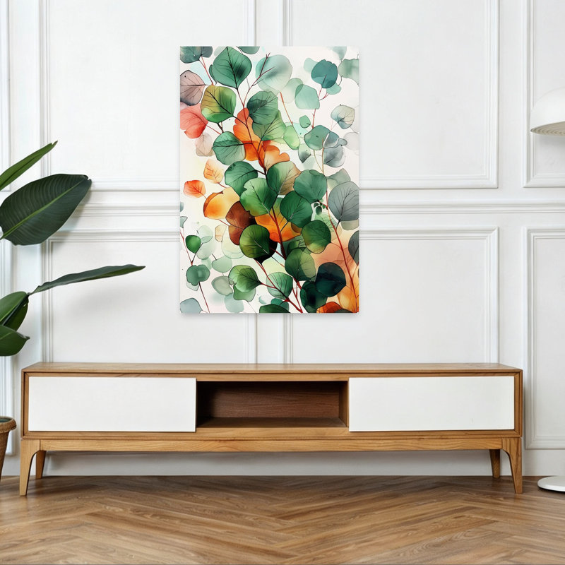 Douces branches d'eucalyptus abstraites, nature organique éthérée, art mural, H 48 po x l 32 po