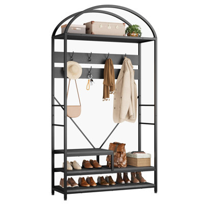 Vintage Iron Arch Hallway Coat Rack, Space-Saving Entryway Organizer
