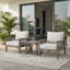 Ensemble de conversation extérieur en aluminium 3 pièces avec chaises pivotantes à 360° et coussins, fini chêne blanchi-1355386144