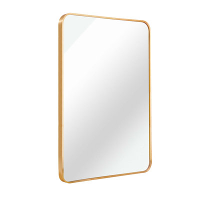 Premium Wall-Mounted Rectangular Mirror for Bathroom with High-Quality Glass and Anti-Rust Frame, Easy to Install.