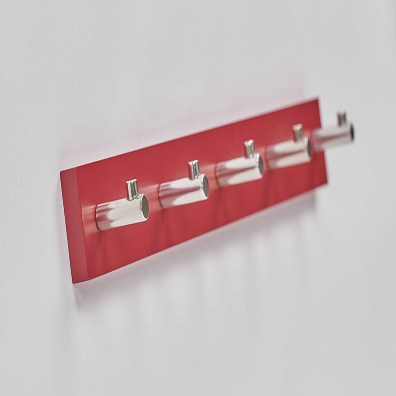 Blondell Wall 5 - Hook Wall Mounted Coat Rack, Red