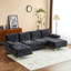 Canapé d'angle en forme de U de 286 cm avec double méridienne, canapé moderne capitonné avec pattes dorées pour salon - Noir-915109543