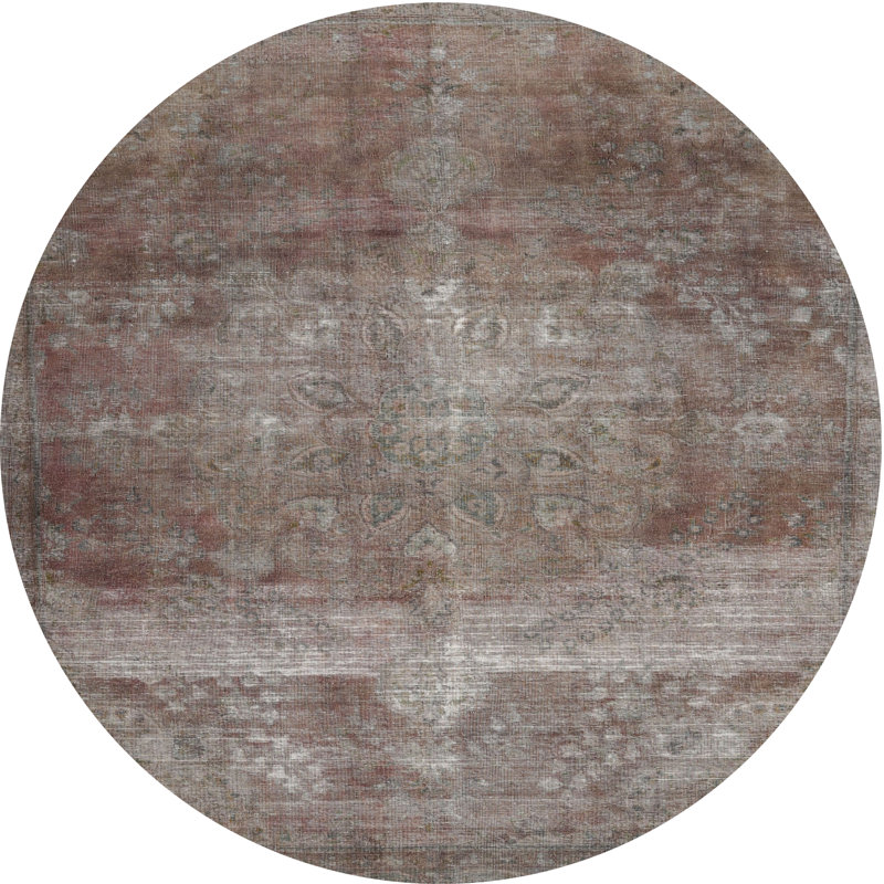Tapis gris/zone noire contemporaine, Rond 5 pi