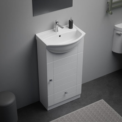 Small Vanity U-Shaped Wall Mount Bathroom Sink with Faucet and Overflow
