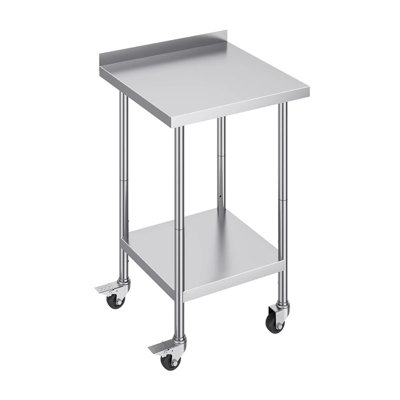 Stainless Steel Work Table 24 x 24 x 40 in Commercial Food Prep Table with Casters, Adjustable Shelves and Backsplash, Heavy Duty Metal Worktable for Restaurant Kitchen Garage