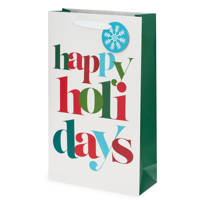 Happy Holidays Two Bottle Wine Bag