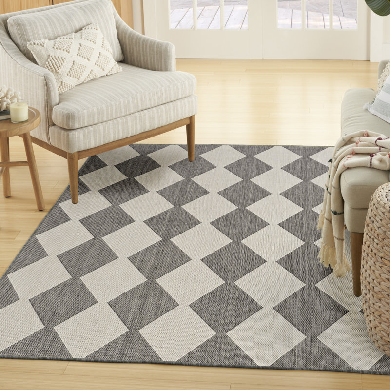 Positano Indoor/Outdoor Area Rug, Rectangle 7' x 10', Gray