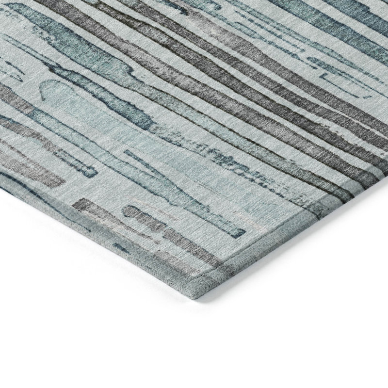 Machine Washable Indoor/Outdoor Cinead ACN1684 Teal Rug, Round 8'