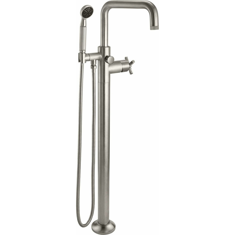 Descanso Tub Filler with Diverter, Satin Nickel, Cross Handle