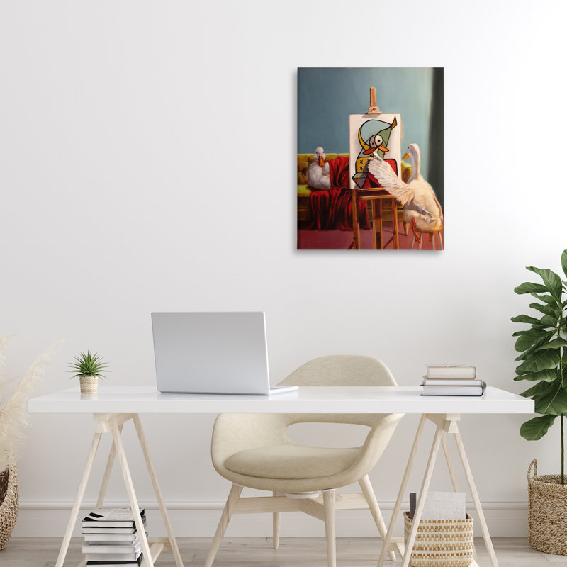 Duckcasso, peintre amusant, toile de canard, H 20 po x l 16 po