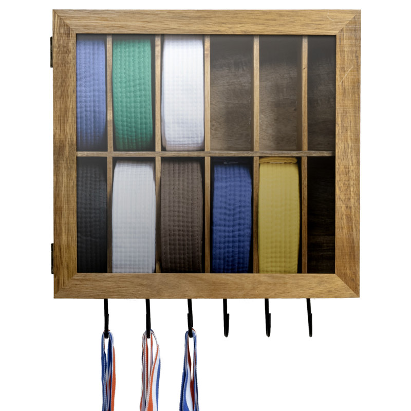 Acacia Wood Belts Trophy Display Case