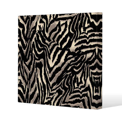 Zebra Print Slim Style Canvas Print 60x60cm , 15mm Slim Real wood.