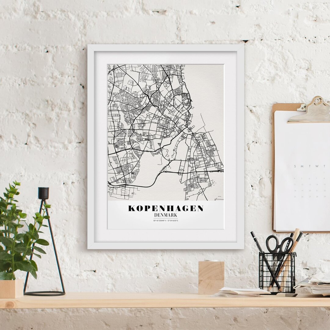 Gerahmtes Poster Copenhagen Map - Classic