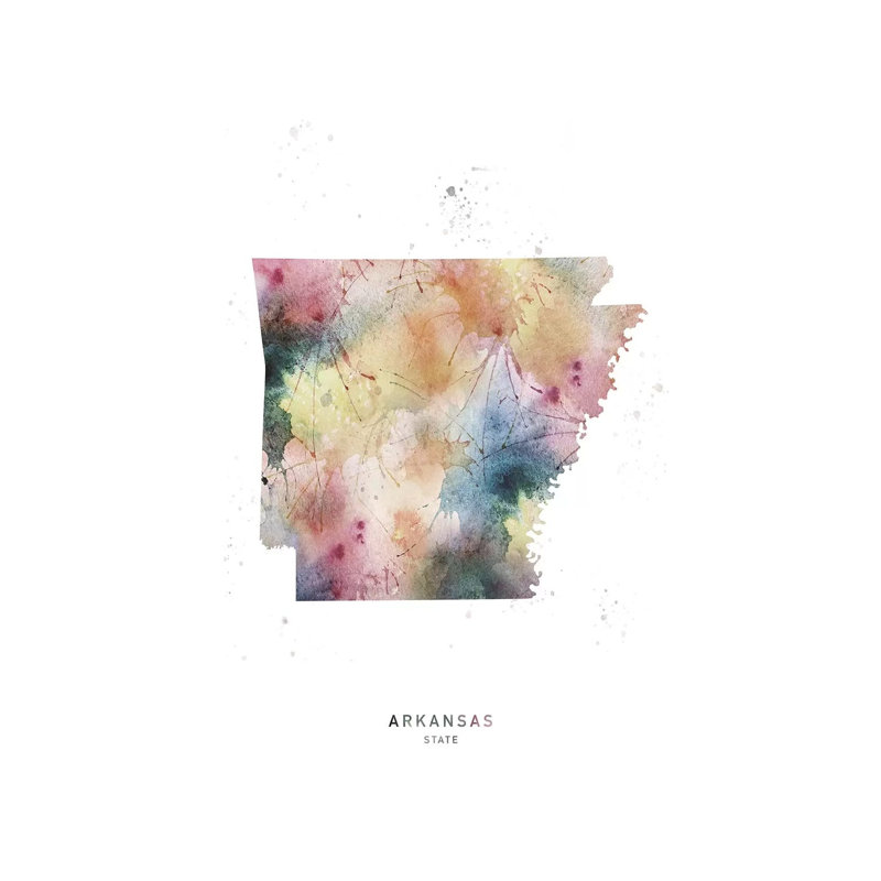 Carte de l'État du Montana à l'aquarelle, H 40 po x l 26 po x P 1,5 po, Arkansas