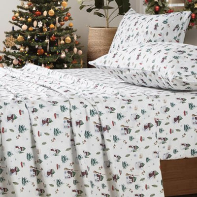 Christmas Sheets Queen, Deep Pocket Queen Sheets up to 18 Inch, Soft Shabby Chic Bed Sheets Patterned Hotel Quality
