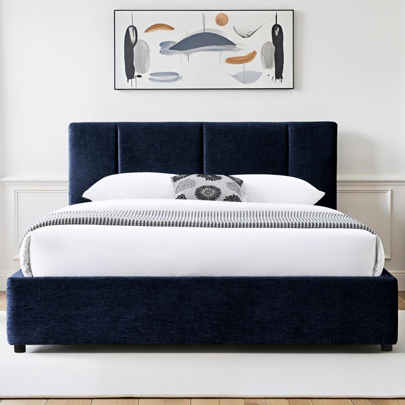 Condit Upholstered Platform Bed, Queen, Blue