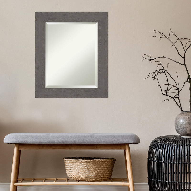 Miroir mural Akhia, 25 po x 21 po, Gris planche rustique