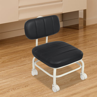 Stool With Backrest And Wheels(Grey)